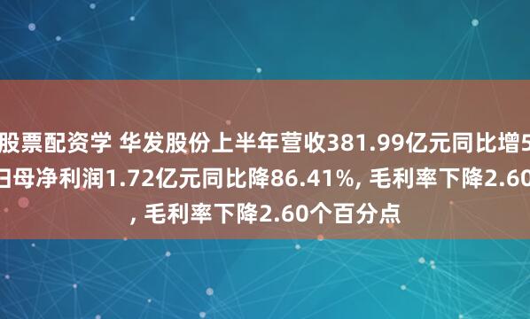 股票配资学 华发股份上半年营收381.99亿元同比增53.76%, 归母净利润1.72亿元同比降86.41%, 毛利率下降2.60个百分点